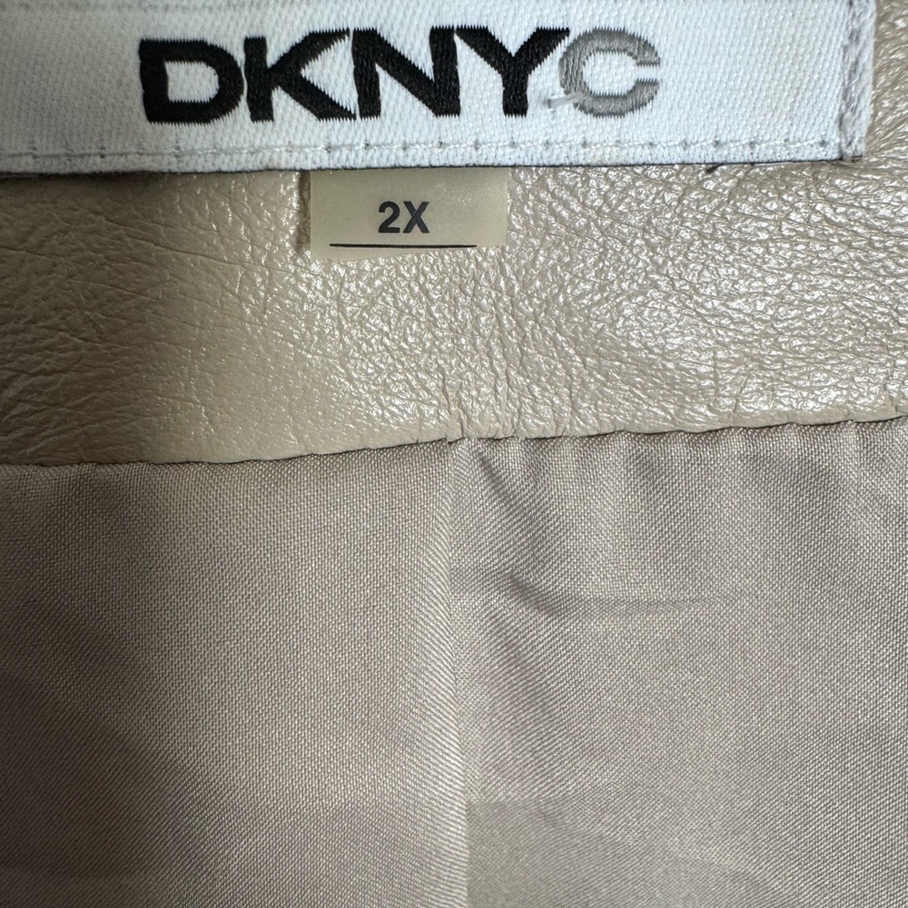 DKNY Lamb Leather Jacket Collarless Tan size 2X - Picture 7 of 8